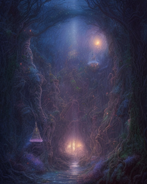 surrealistic fantasy forest on alien planet=